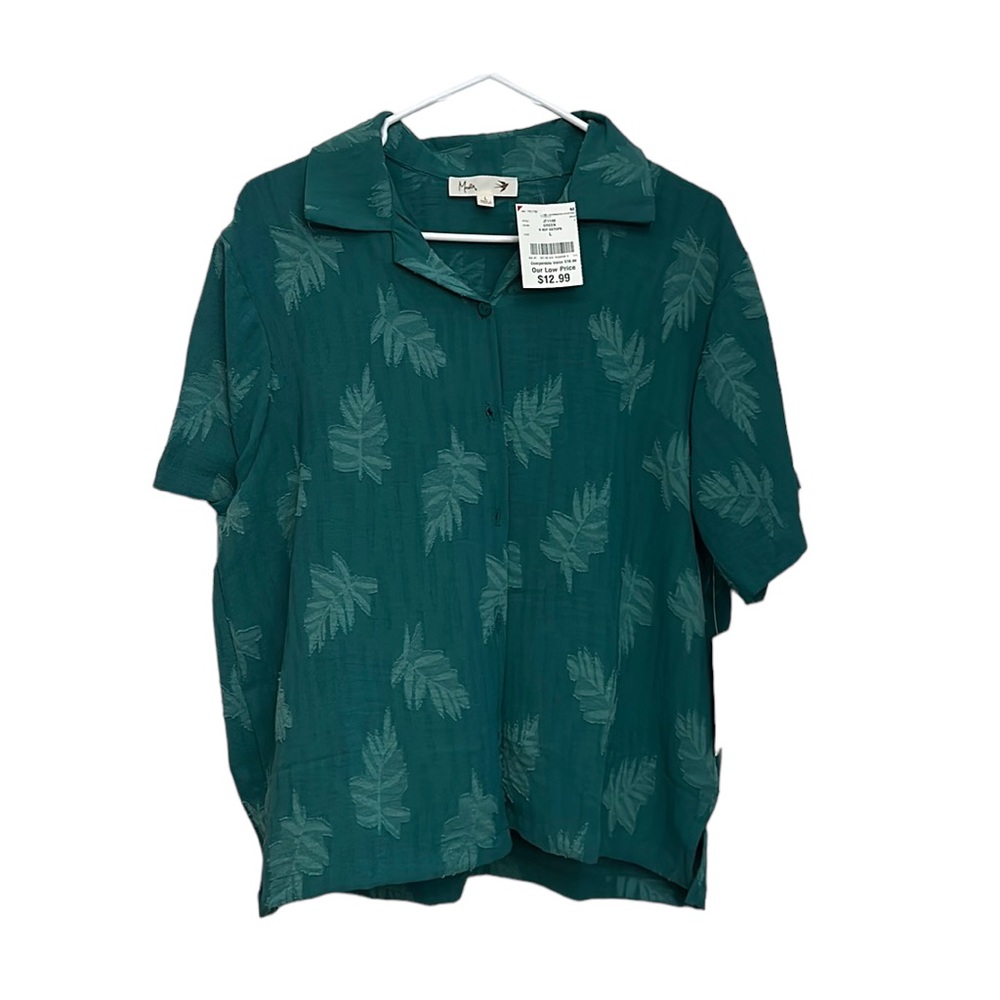 Maven short sleeve summer green cotton stylish women's size Large